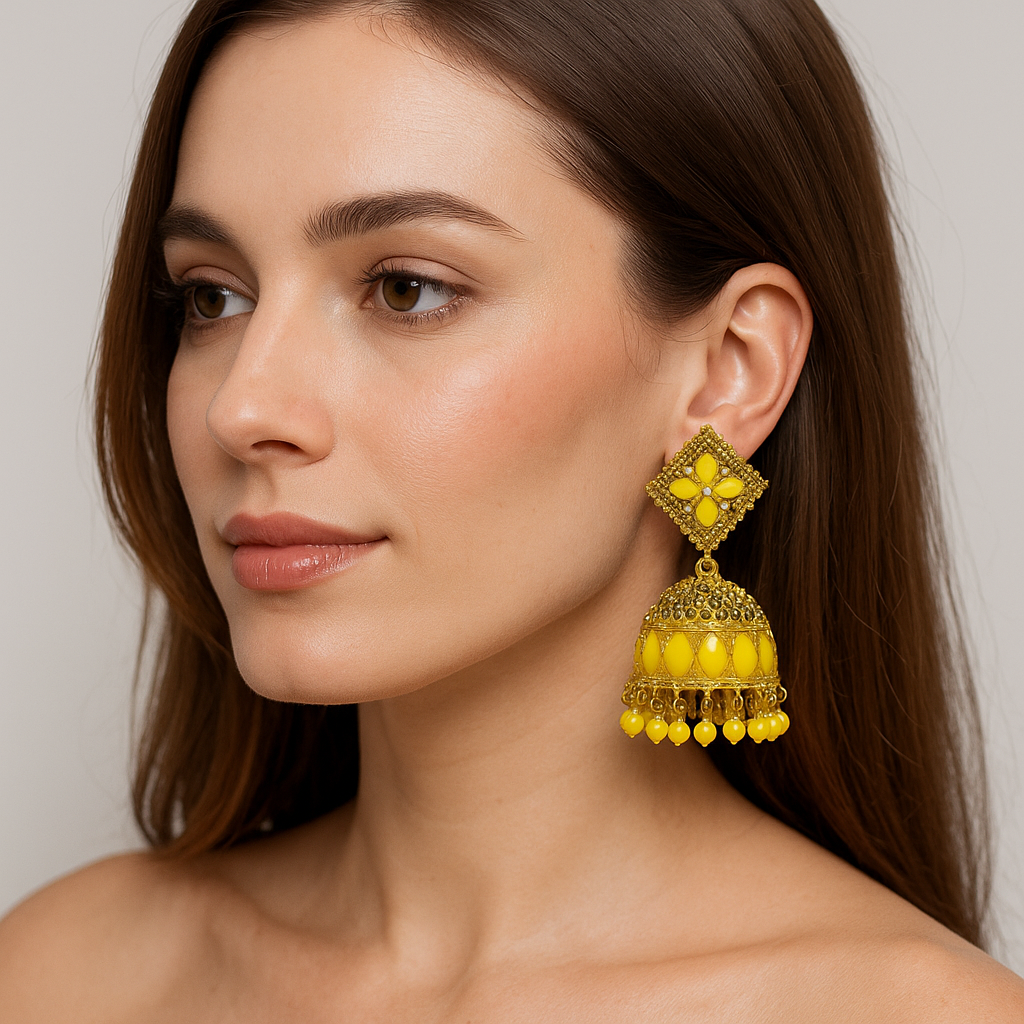 Aretes Jhumka Amarillo Imperial