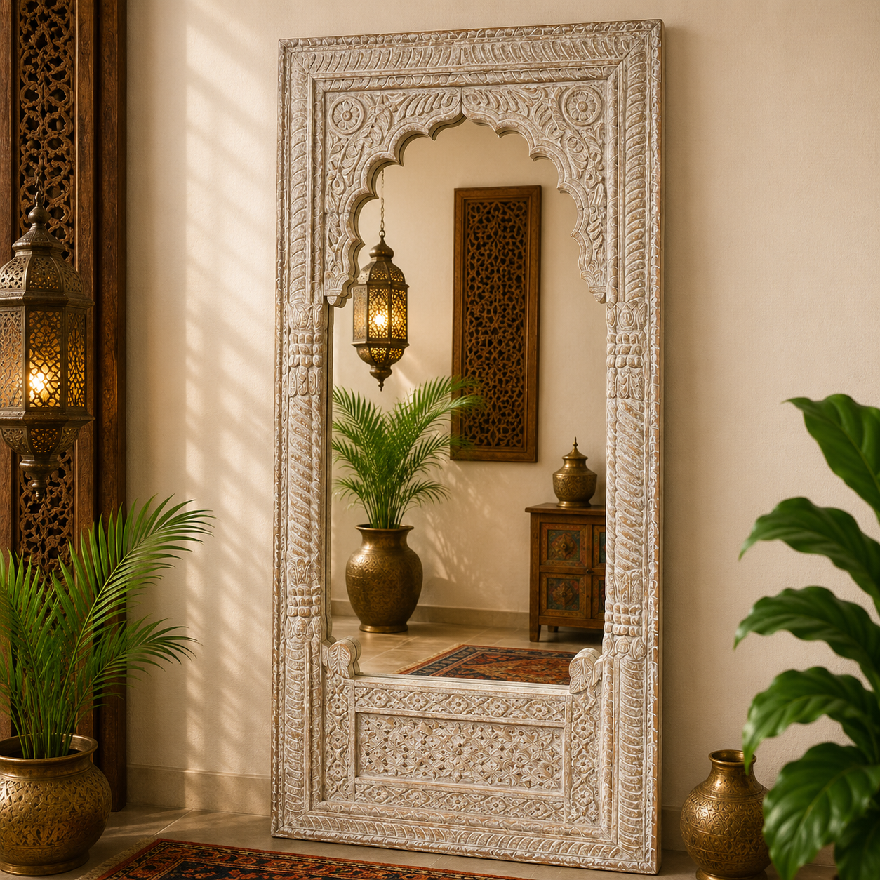 Espejo Palacio Blanco Oriental Vintage