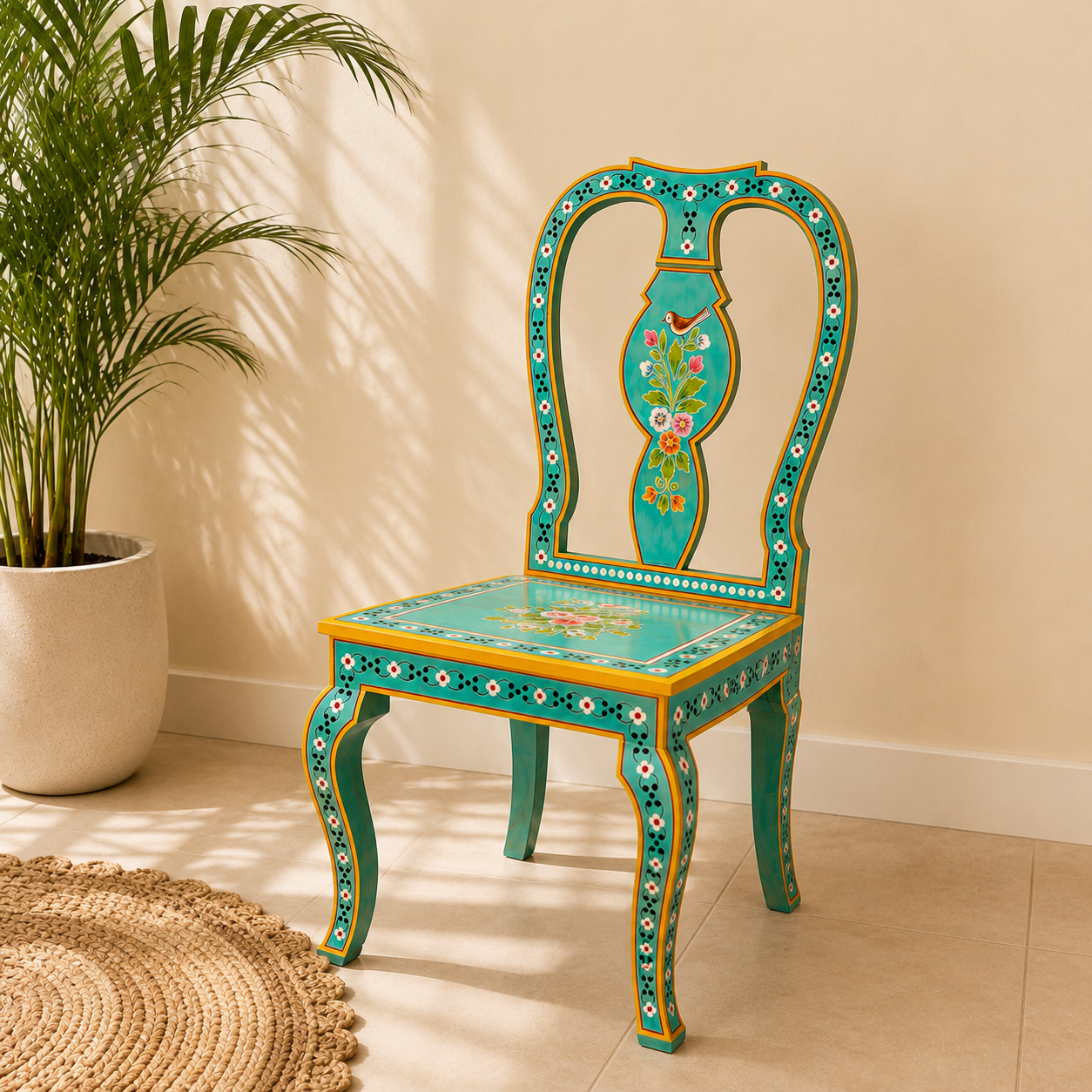 Silla Arte Floral de la India