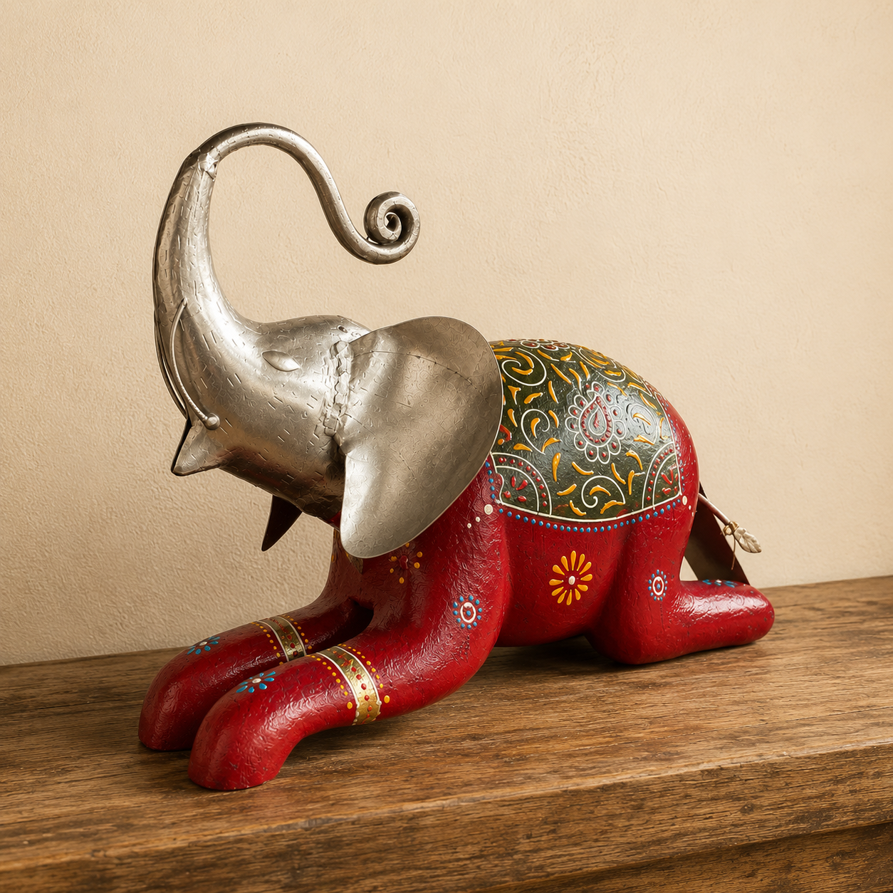 Elefante Decorativo Esplendor Oriental Rojo