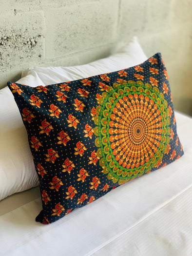 Funda de Almohada de Algodón - Estampado de Mandalas Multicolor