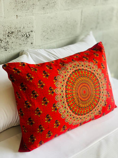 Funda de Almohada de Algodón - Estampado de Mandalas Multicolor
