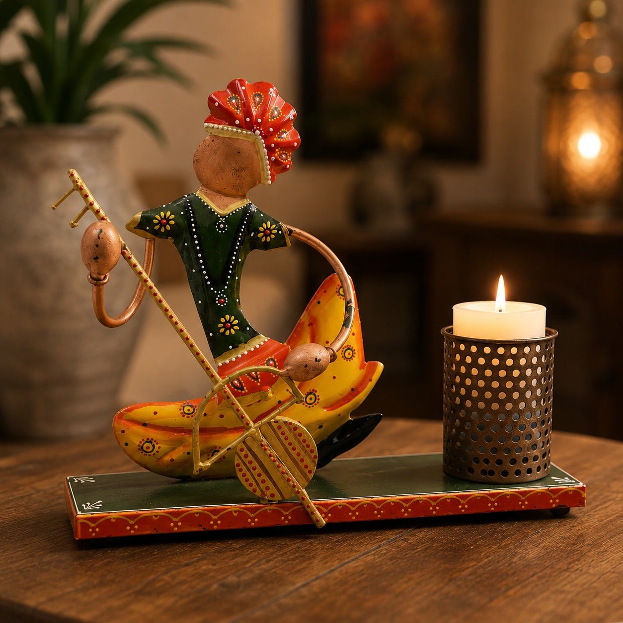 Candelabro Artesanal Aarav Sitar Harmony - BOUTIQUEDELAINDIA