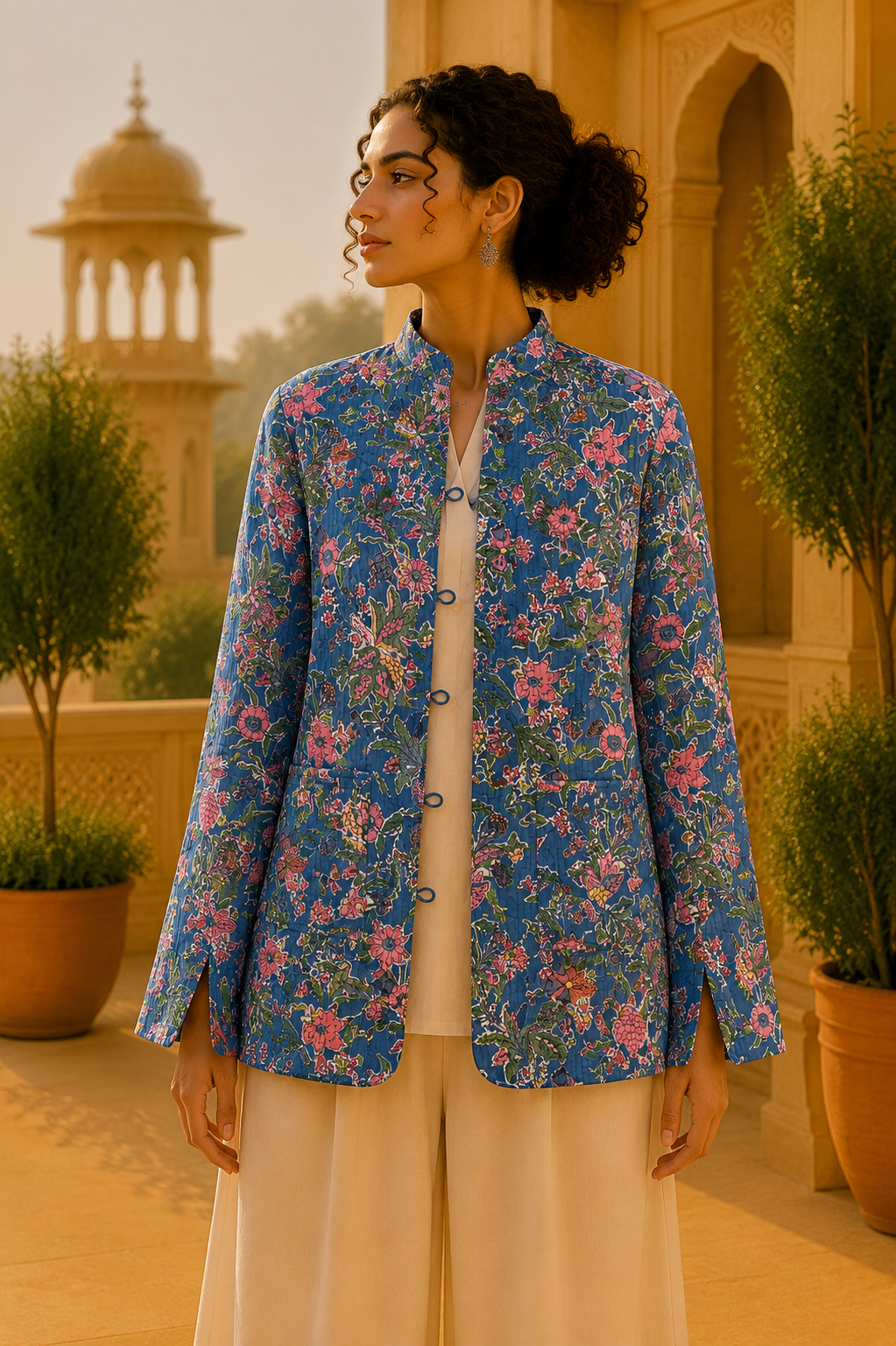 Chaqueta Doble Faz Jardínin Azul