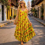 Vestido Arati Tela Fresca DR-56 Amarillo Floral
