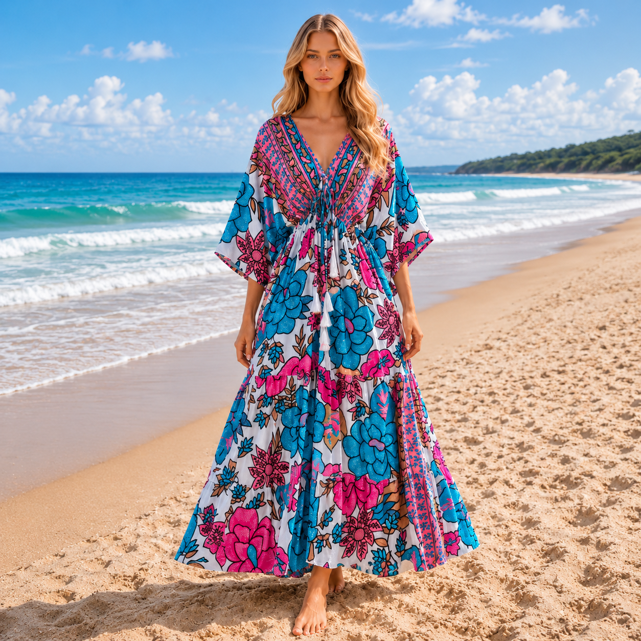 Vestido Meher 100 % Viscosa importada Azul