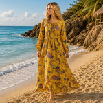 Vestido Radhe Tela Fresca DR-50-2 Amarillo Floral