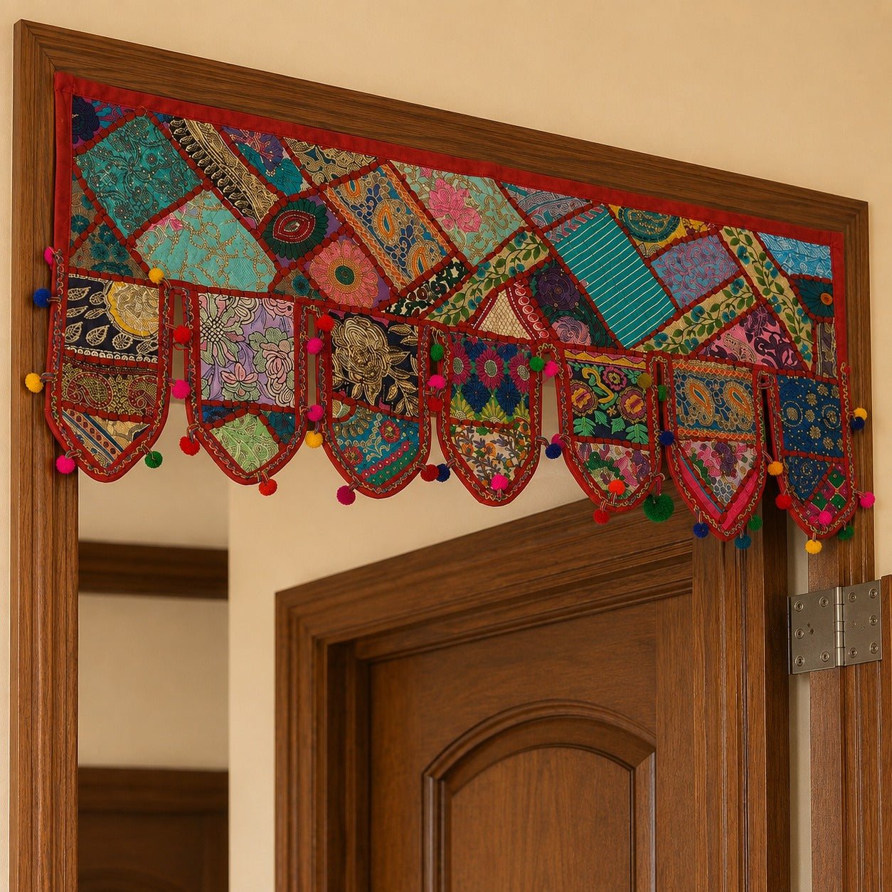 Cenefa India Jaipur Turquesa con Patchwork Floral - BOUTIQUEDELAINDIA