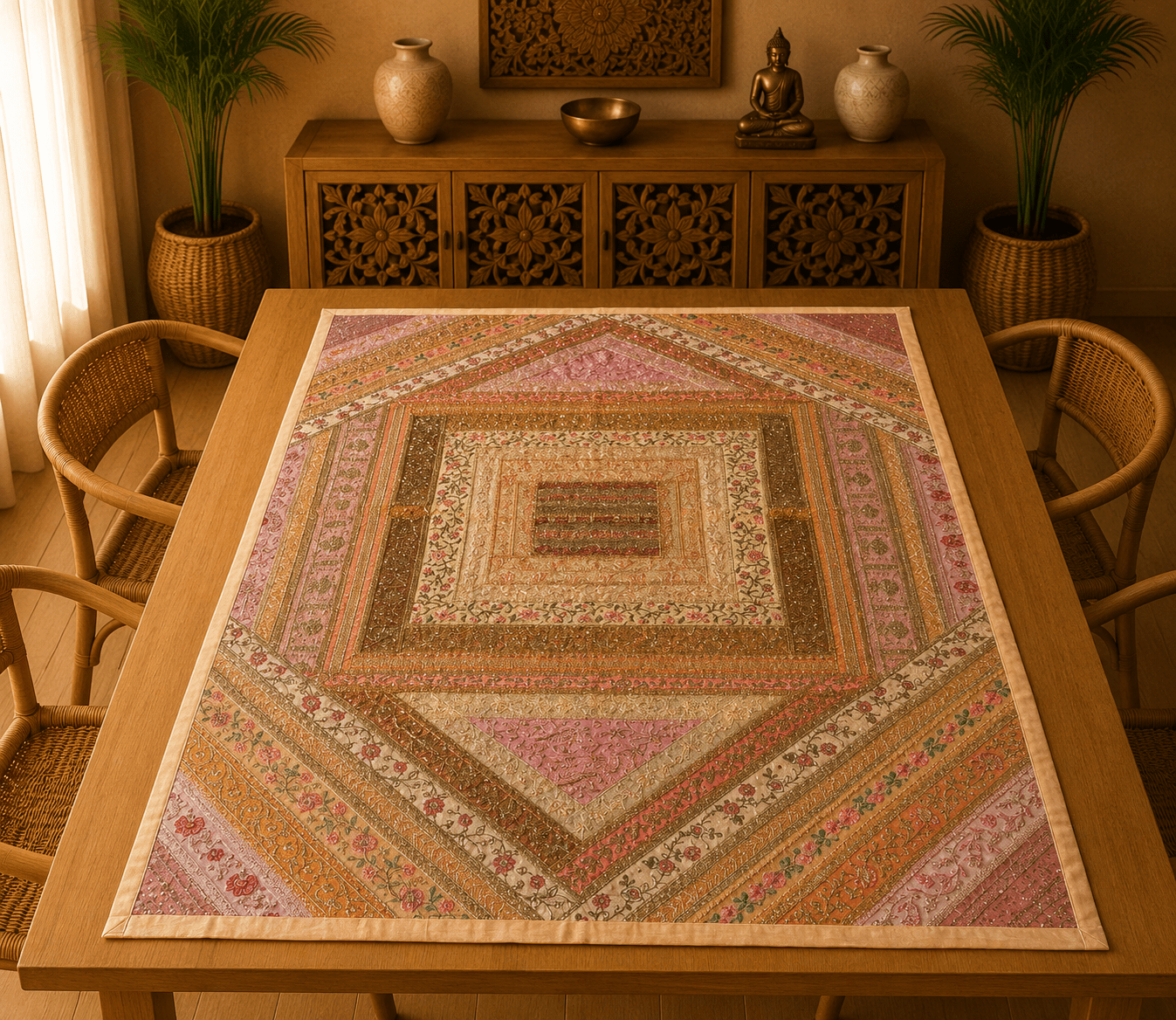 Camino de Mesa Ornamentado Bordado - BOUTIQUEDELAINDIA