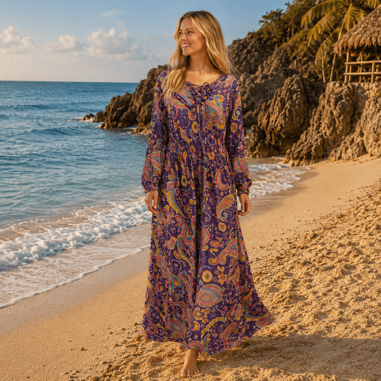 Vestido Radhe Tela Fresca DR-50-2 Morado 