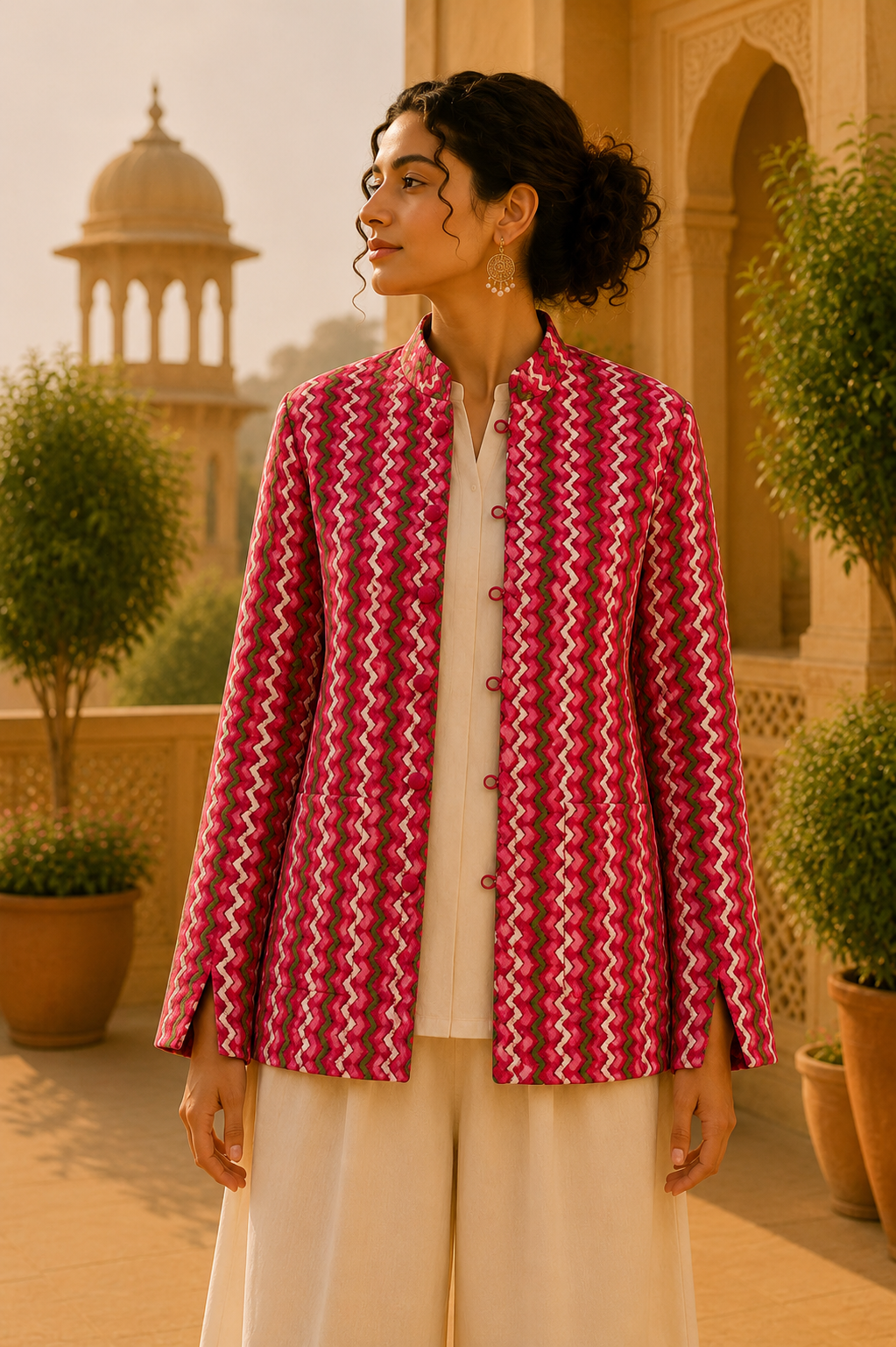 Chaqueta Doble Faz Celeste Mandala