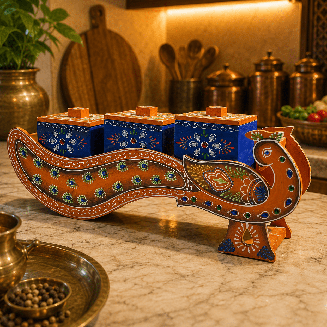 Organizador de Condimentos Pavo Real de los Jardines de Jazmin - BOUTIQUEDELAINDIA