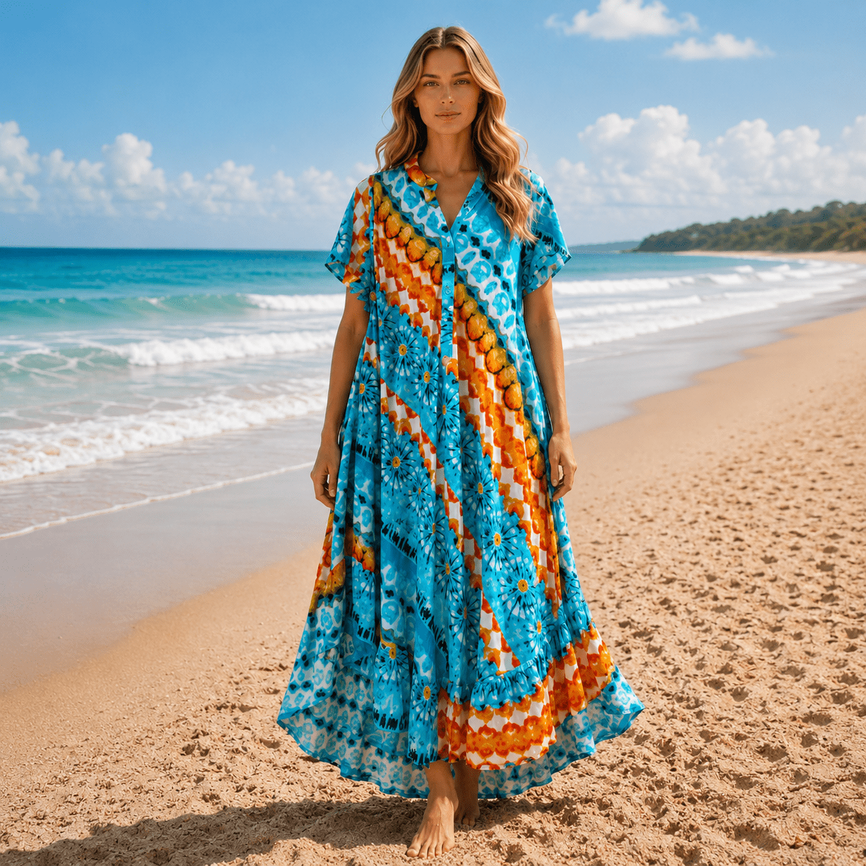 Vestido Anvika Azul Para Playa - BOUTIQUEDELAINDIA