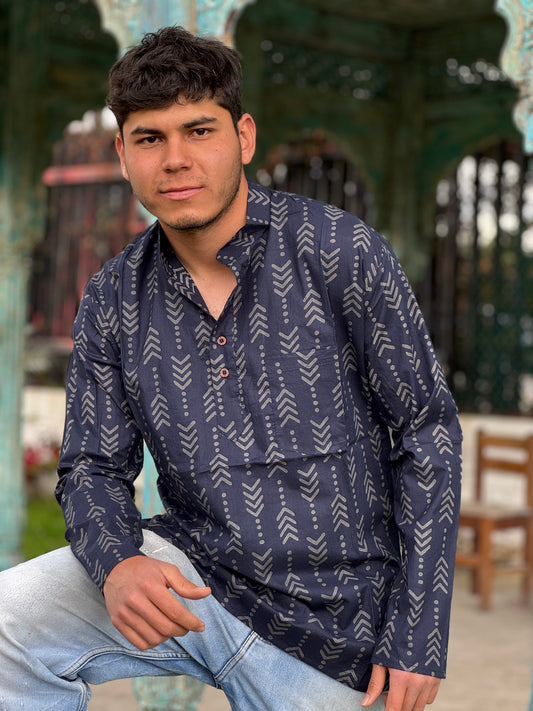 Kurta Hindu Corta con Estampado Tradicional