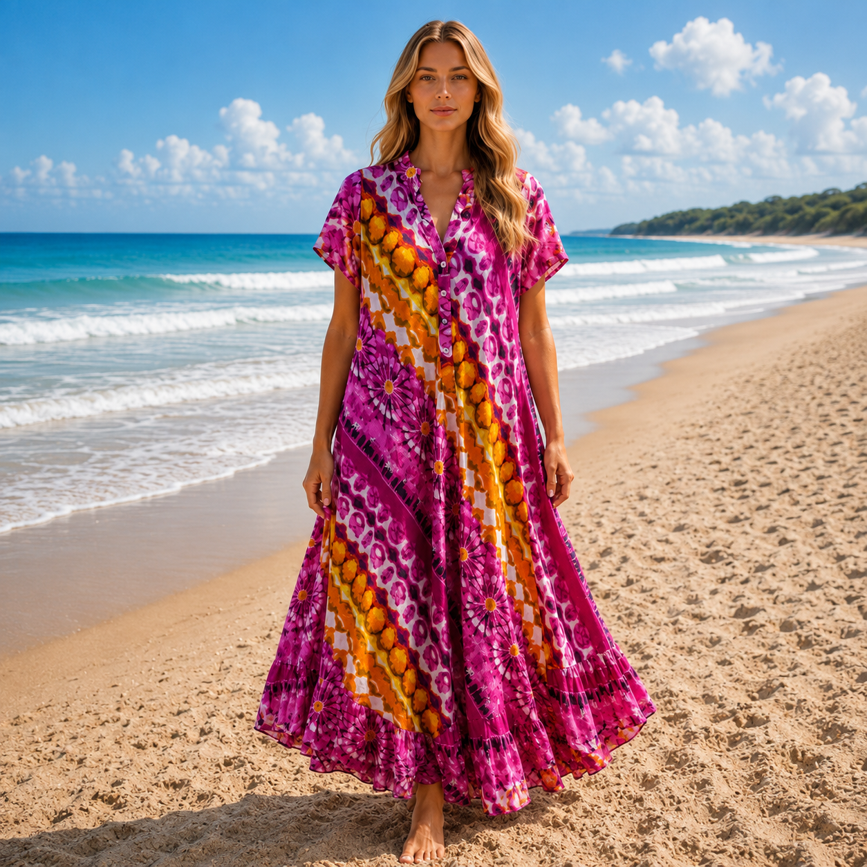 Vestido Anvika Fucsia Para Playa 