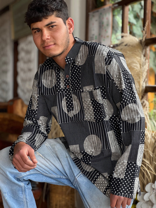 Kurta Hindu Corta con Estampado Tradicional