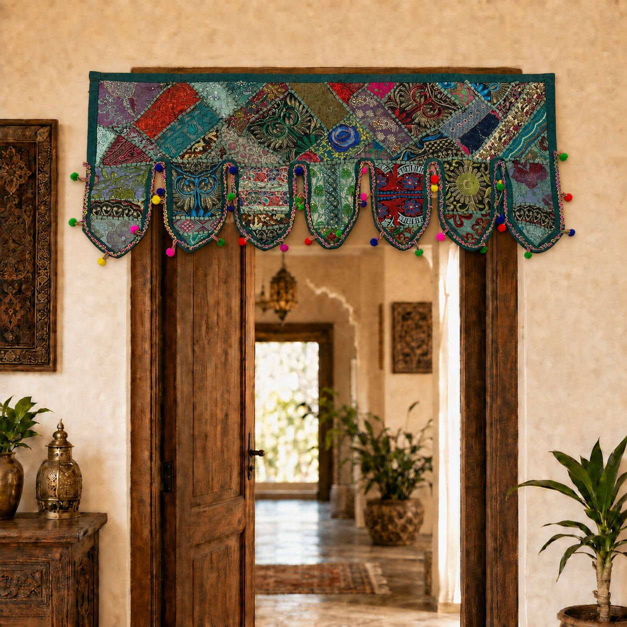 Cenefa India Kerala Esmeralda con Patchwork Multicolor