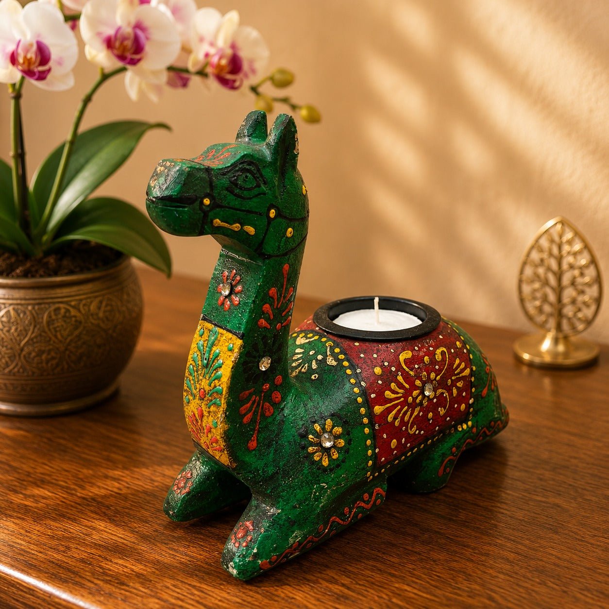 Candelabro Decorativo Oasis Esmeralda de Pushkar - BOUTIQUEDELAINDIA