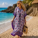 Vestido o Bata Kaftan Tela Liviana KF-1-3 Púrpura 