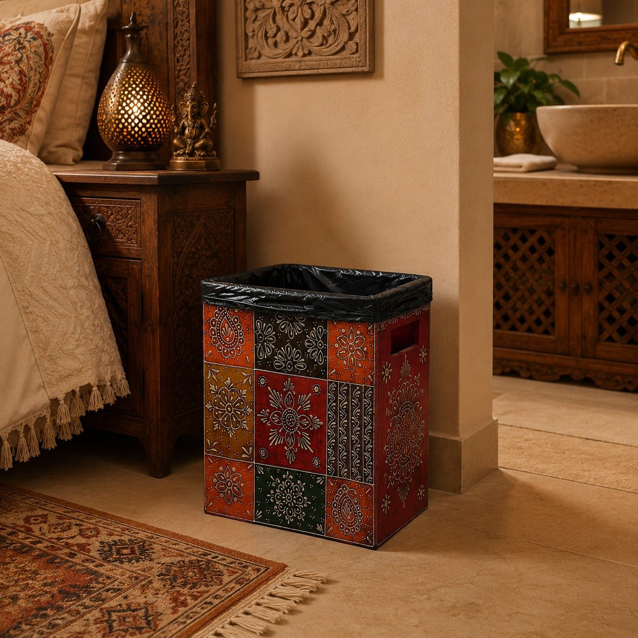 Papelera Decorativa Jardines Imperiales de Udaipur - BOUTIQUEDELAINDIA