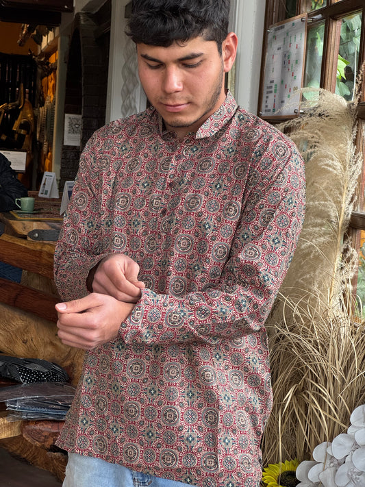 Kurta Hindu Corta con Estampado Tradicional