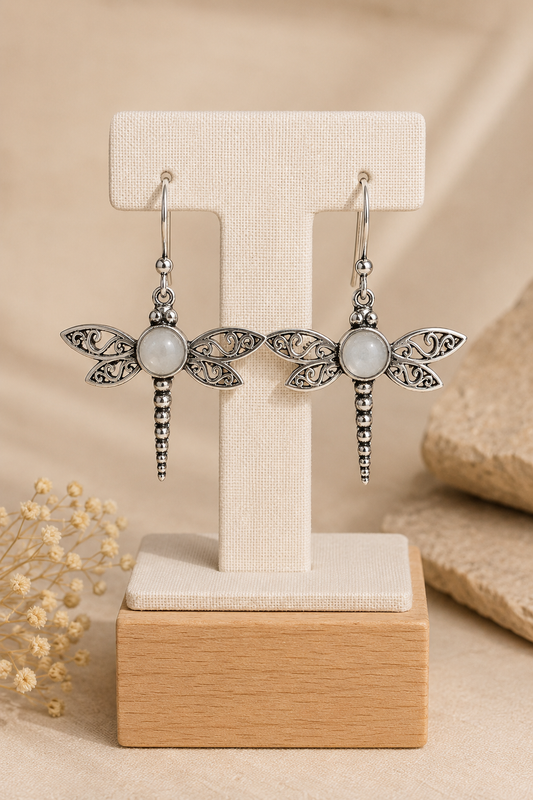 Aretes Libélula Piedra Luna