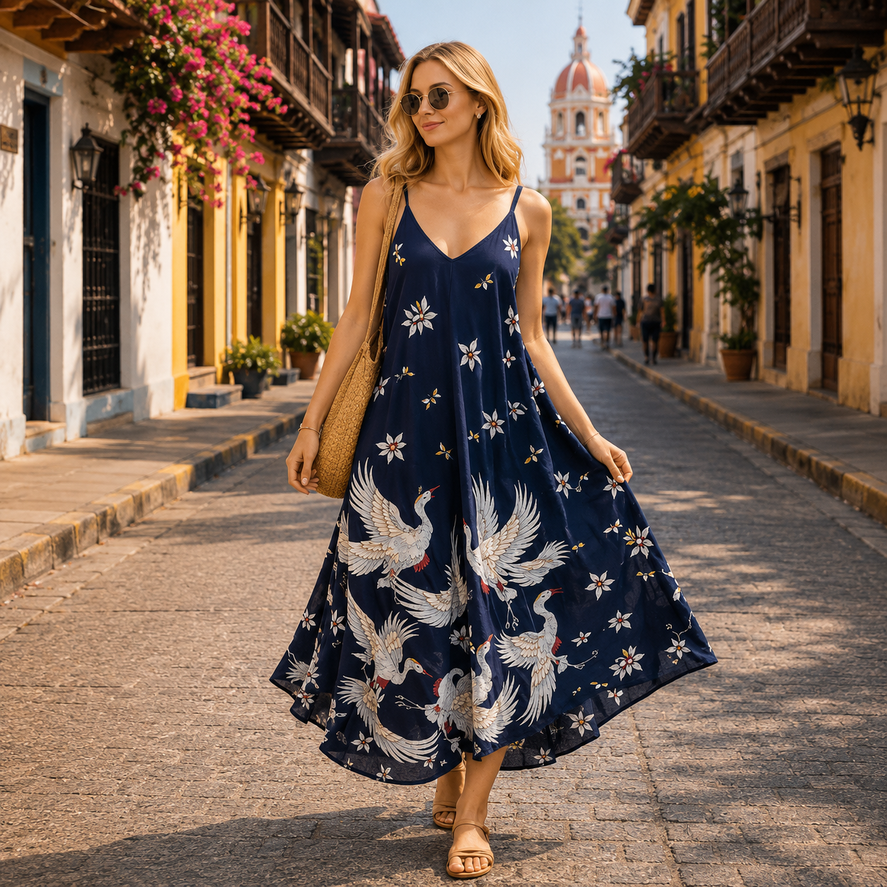 Vestido Scarf Tela Fresca DR-6-2 Azul Índigo 