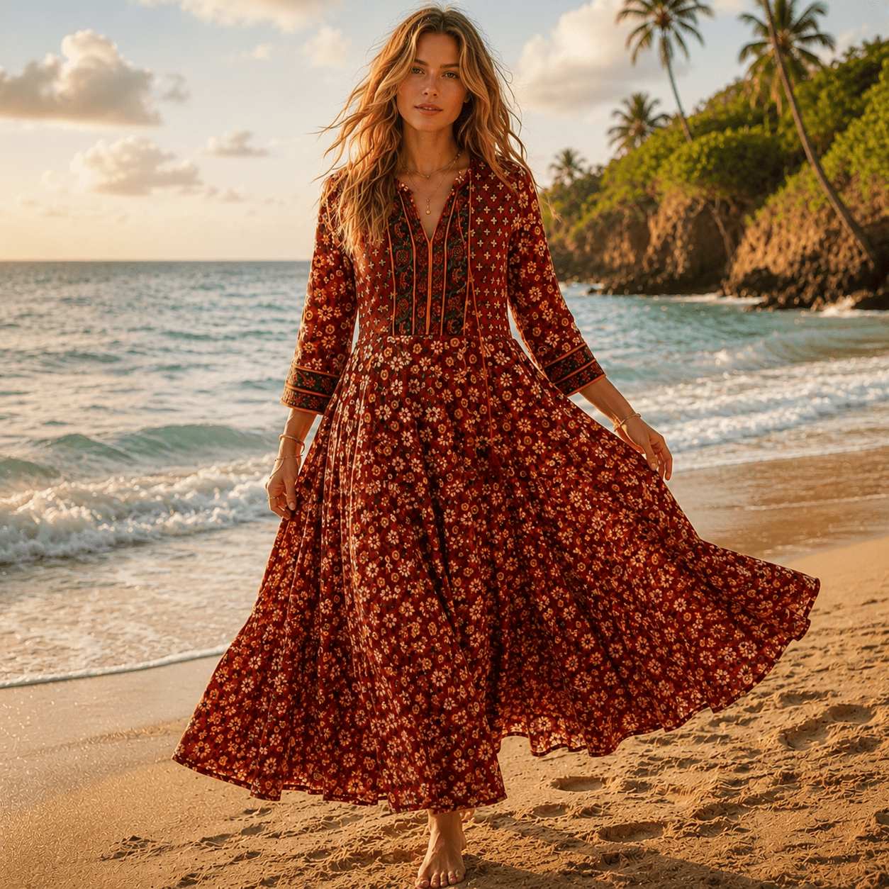 Vestido Anarkali Color Rojo - BOUTIQUEDELAINDIA