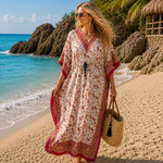 Vestido o Bata Kaftan Tela Liviana KF-1-3 Rojo