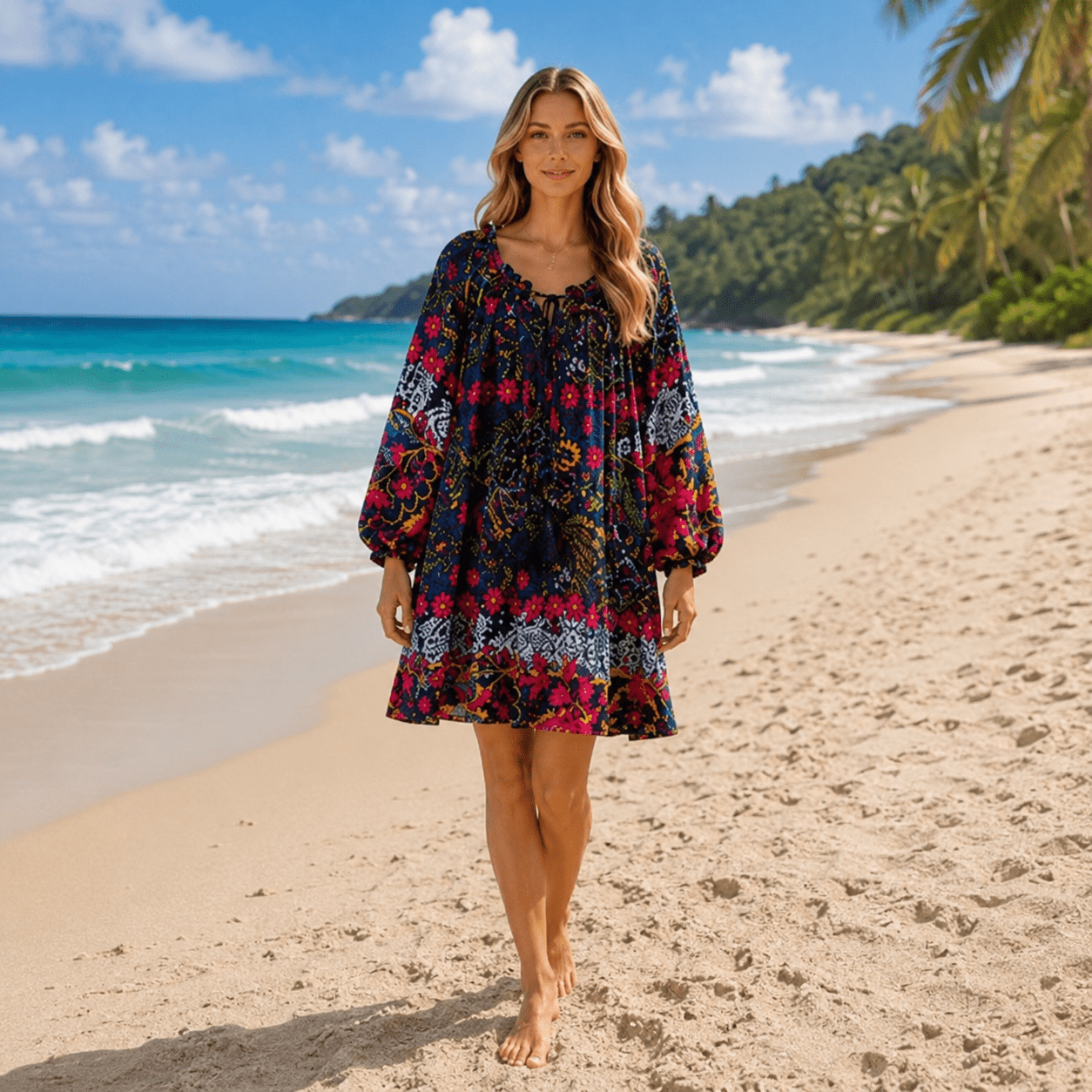 Vestido Corto Kalindi Hindú Azul Oscuro - BOUTIQUEDELAINDIA