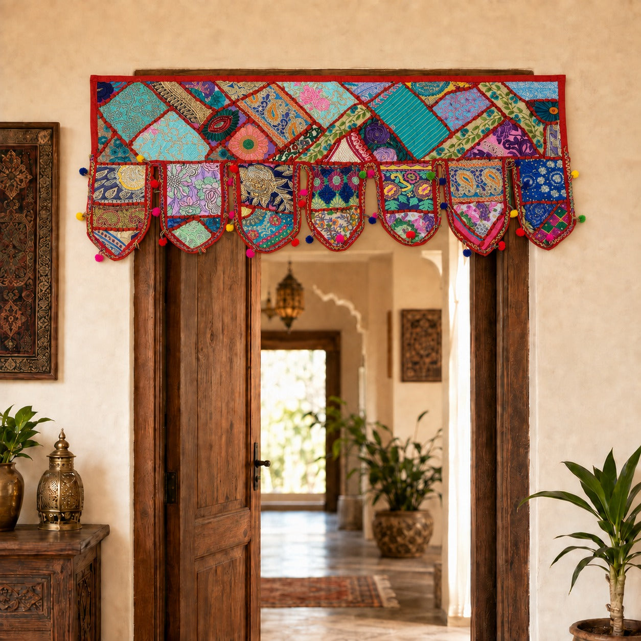 Cenefa India Jaipur Turquesa con Patchwork Floral