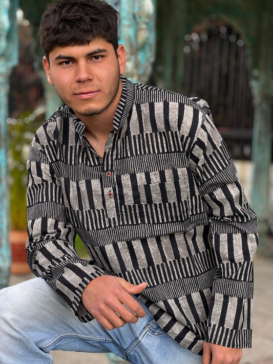 Kurta Hindu Corta con Estampado Tradicional