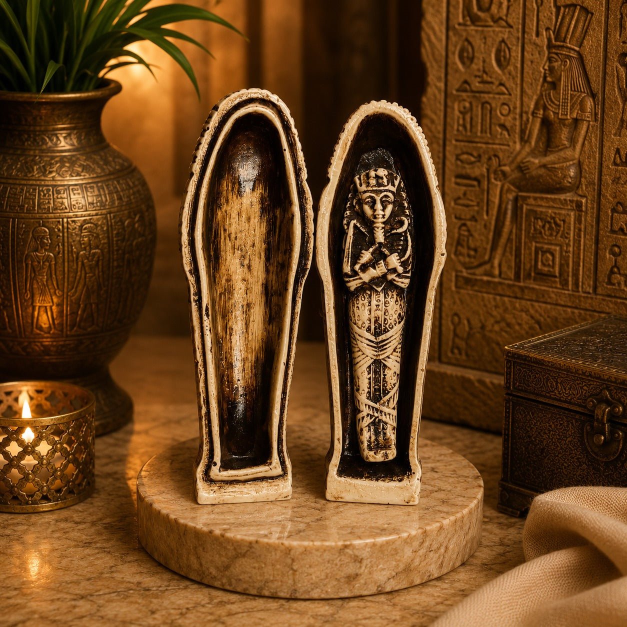 Escultura Sarcófago Menkara con Compartimento Secreto - BOUTIQUEDELAINDIA