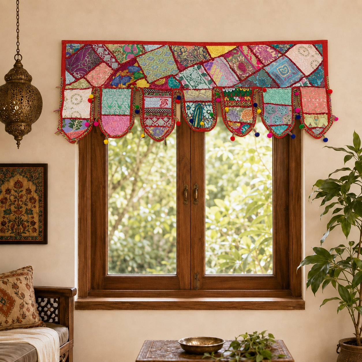 Cenefa India Udaipur Rosa con Patchwork Multicolor