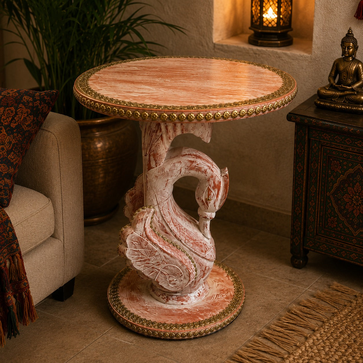 Mesa Auxiliar Hamsini Rosa Claro