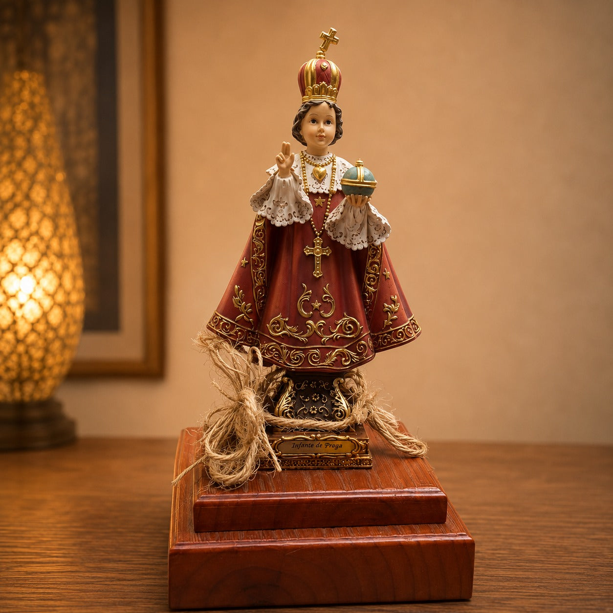 Escultura Religiosa del Santo Niño de Praga en Resina