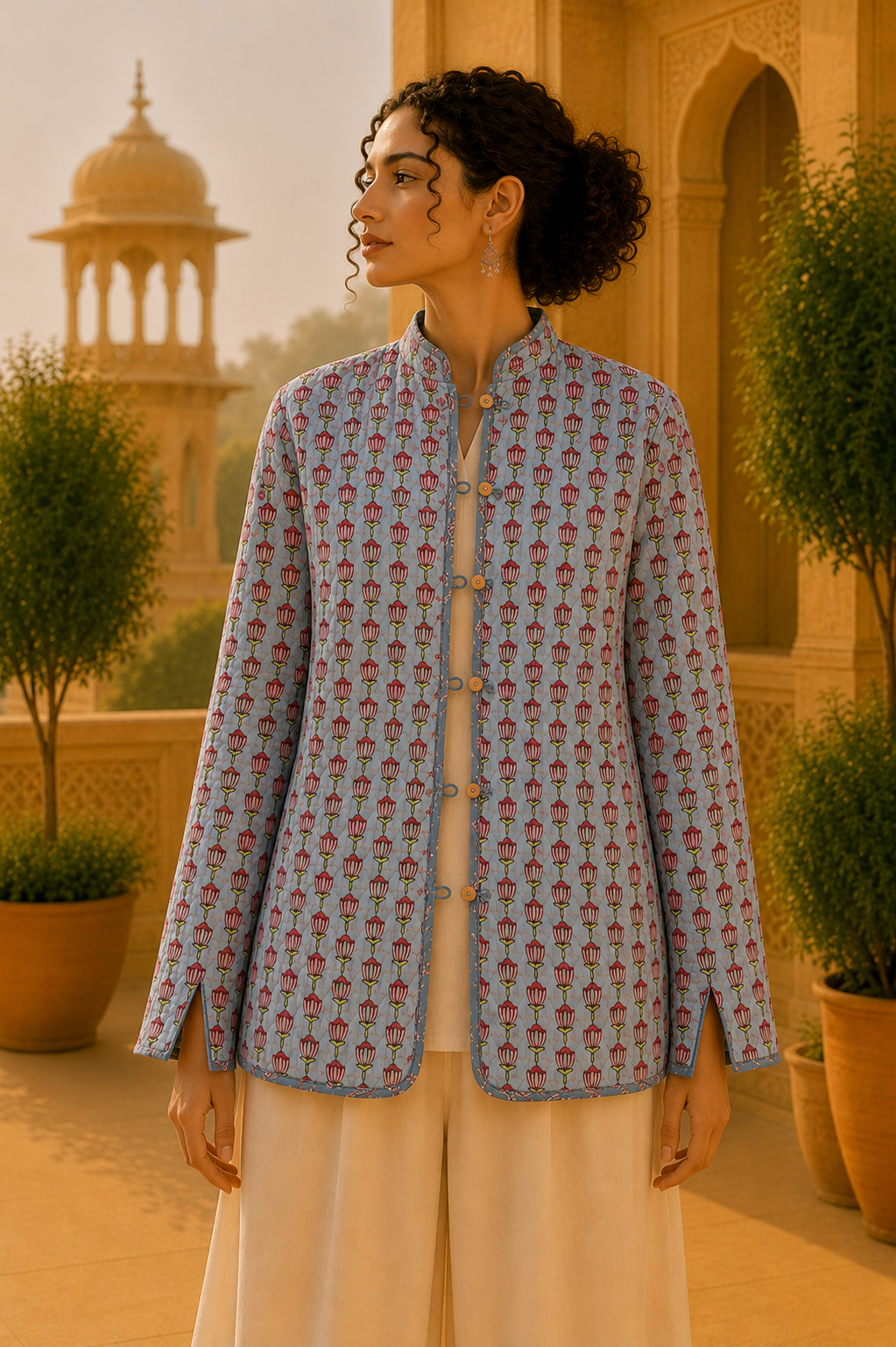 Chaqueta Doble Faz Jardínin Azul
