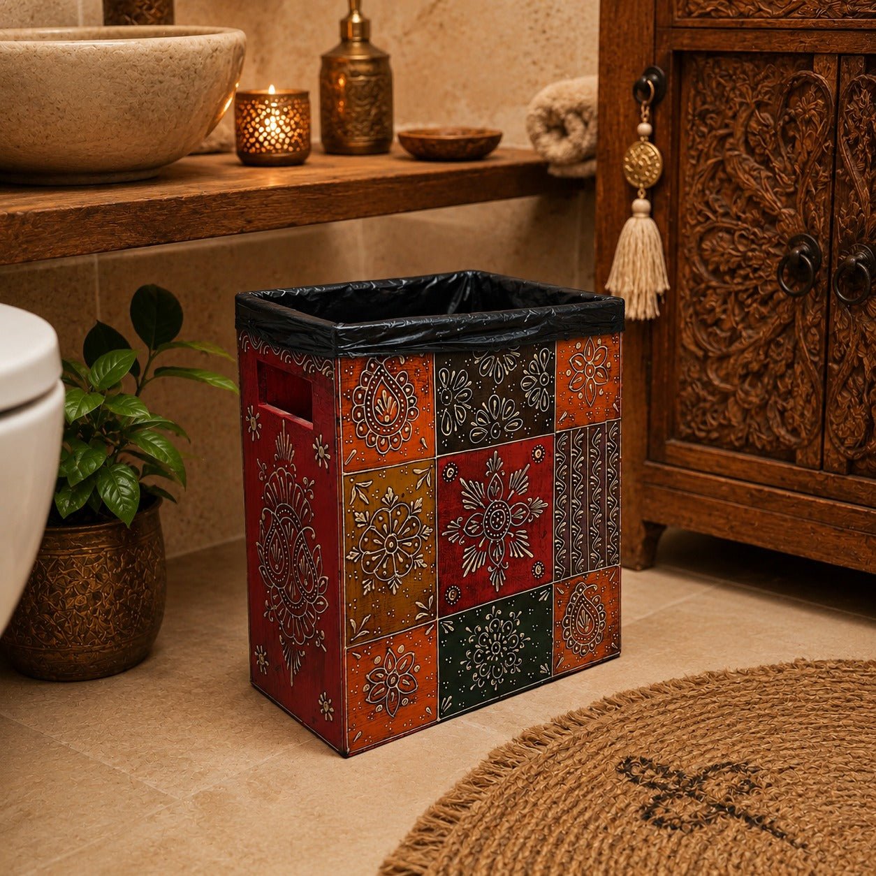 Papelera Decorativa Jardines Imperiales de Udaipur - BOUTIQUEDELAINDIA