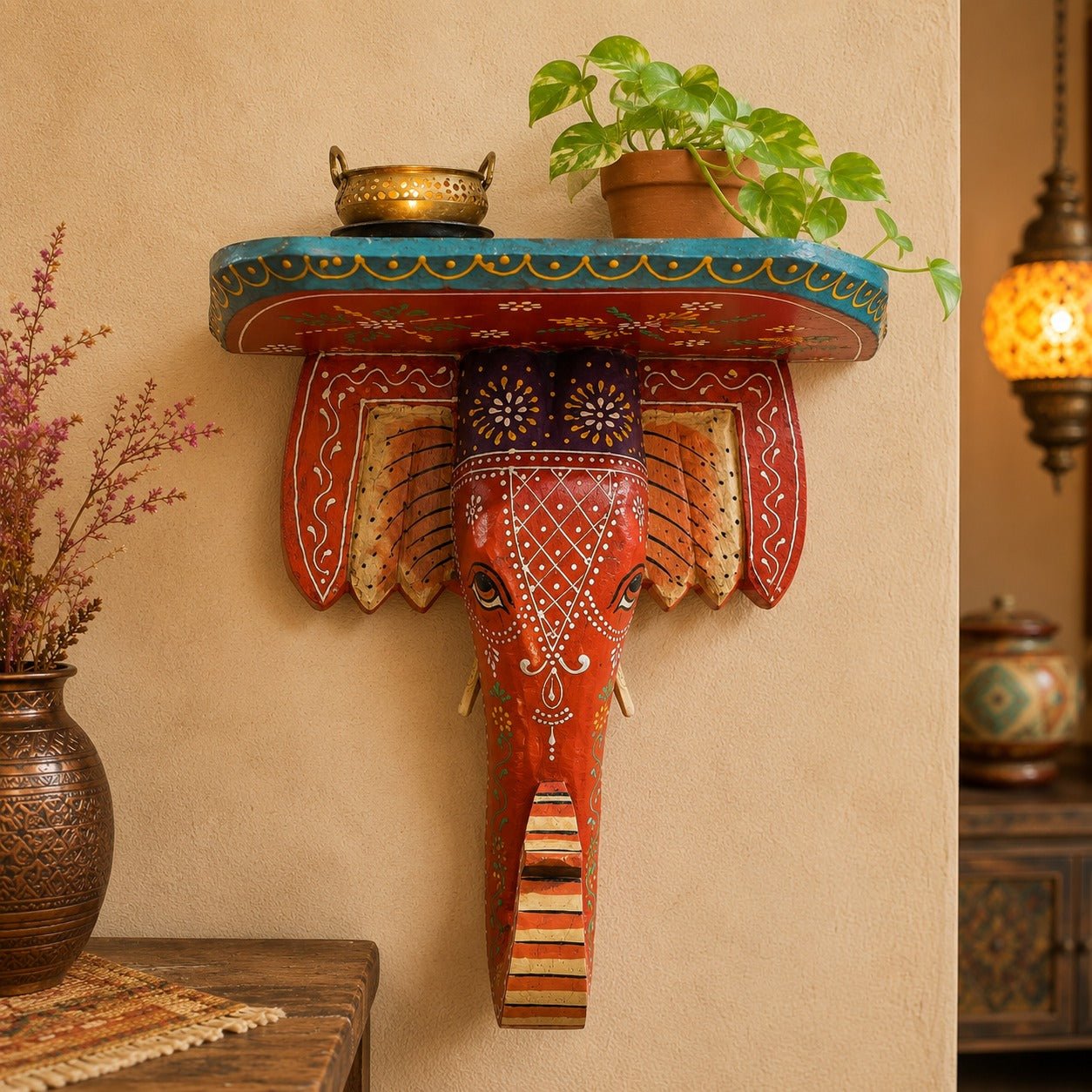 Repisa Decorativa Elefante de los Palacios de Mysore - BOUTIQUEDELAINDIA