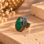 Anillo de Bronce Maharani Verde con Mosaico Oriental - BOUTIQUEDELAINDIA