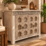 Aparador Oriental de Madera Tallada con Diseño Artesanal - MD - BOUTIQUEDELAINDIA
