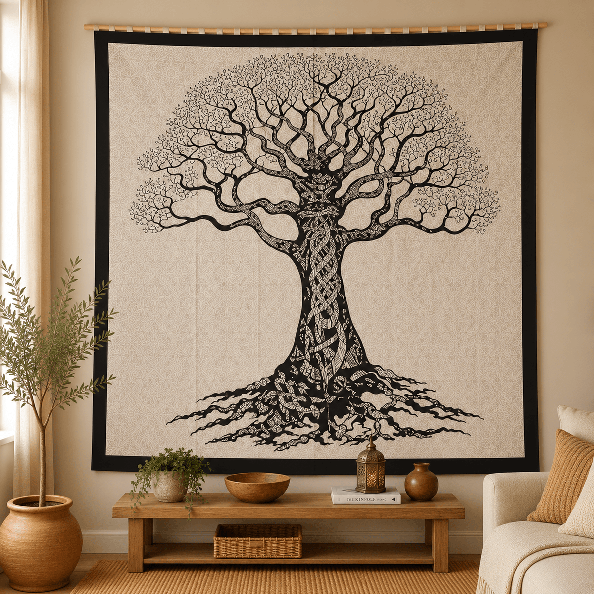 Tela Decorativa Árbol de la Vida Raíces de India - BOUTIQUEDELAINDIA
