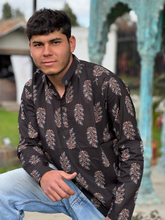 Kurta Hindu Corta con Estampado Tradicional