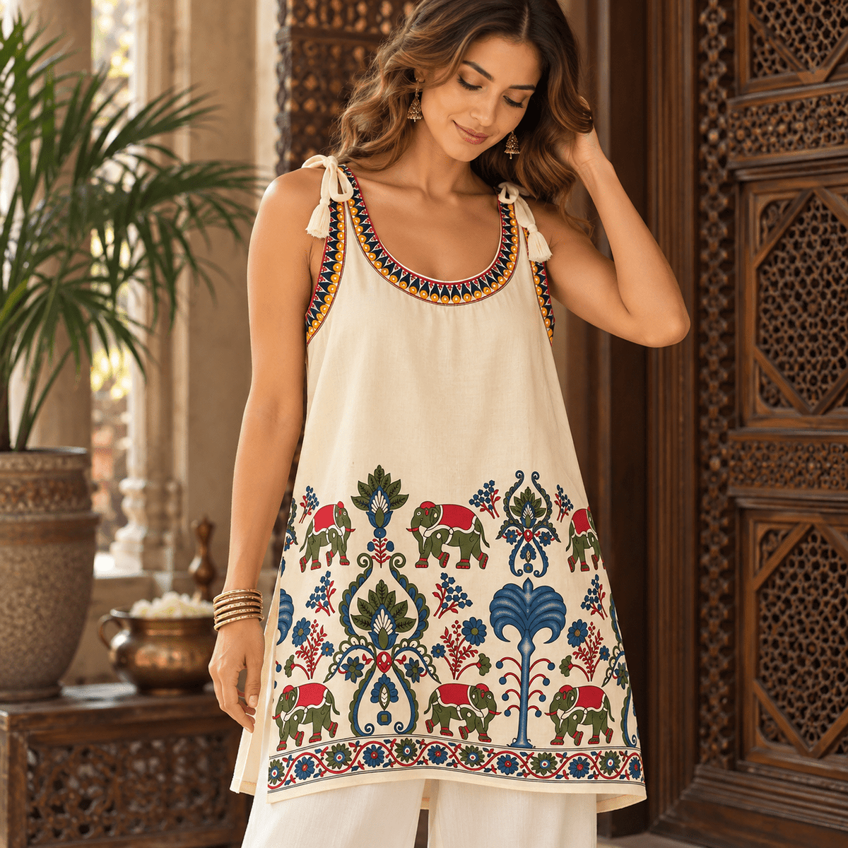 Blusón Aisha Vanika 100% Algodón Estampado - BOUTIQUEDELAINDIA