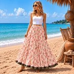 Falda Anarkali Pushpa con Estampado Ligero Rojo - BOUTIQUEDELAINDIA