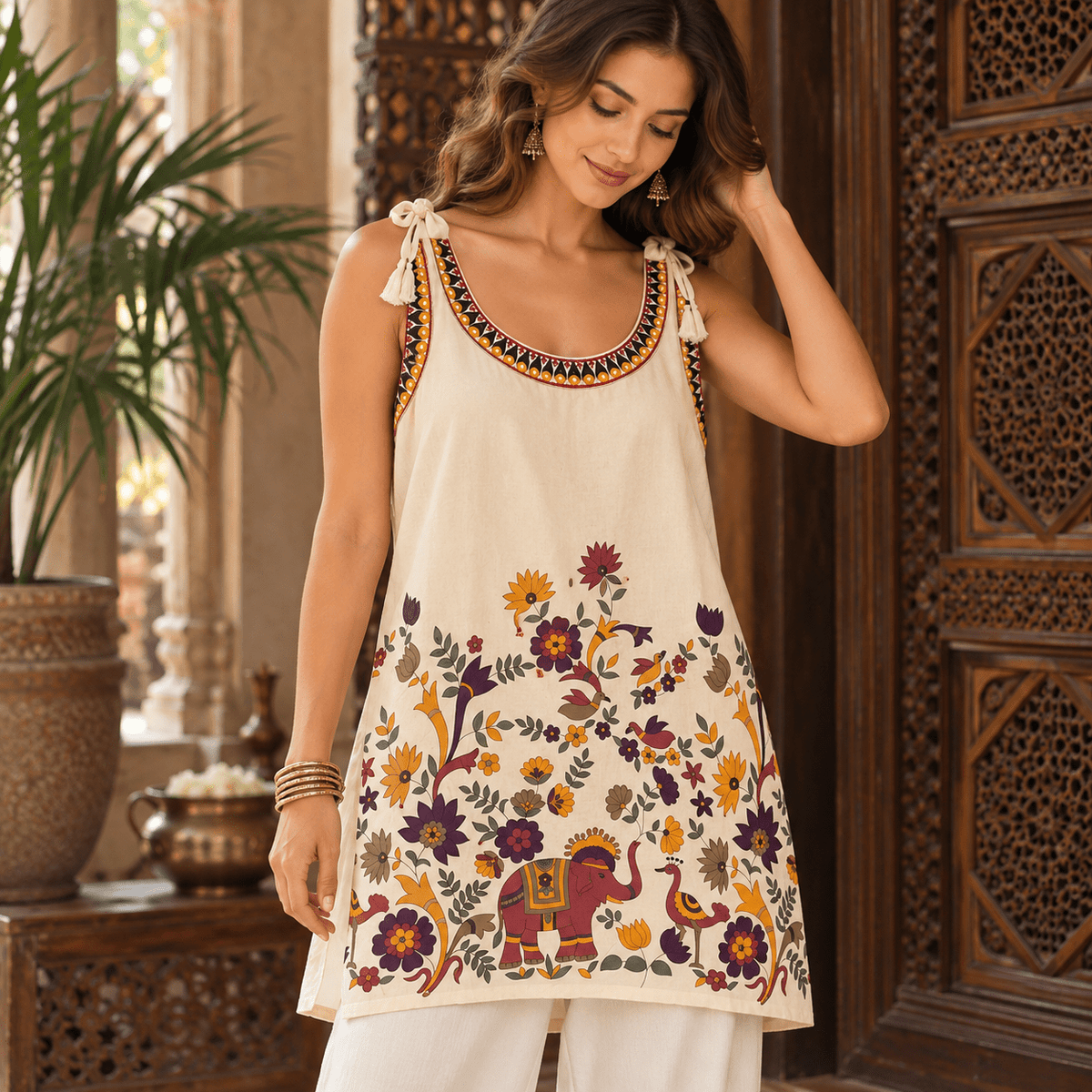 Blusón Aisha Kavya 100% Algodón Estampado - BOUTIQUEDELAINDIA