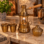 Set de Café Turco Sultán con Estufa Tradicional y Copas - BOUTIQUEDELAINDIA