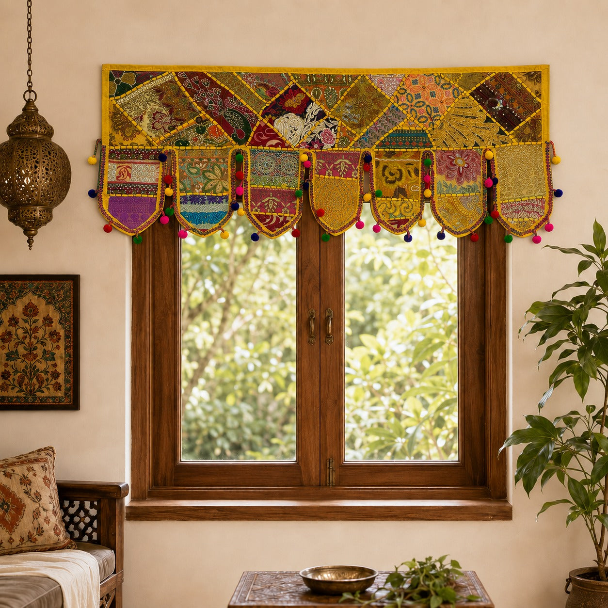 Cenefa India Jaisalmer Dorada con Pompones