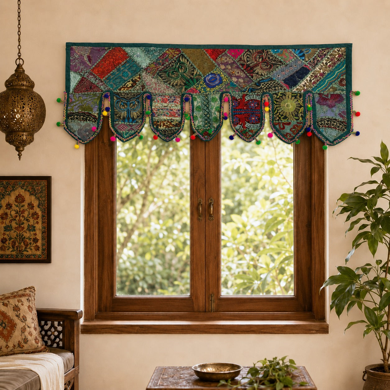 Cenefa India Kerala Esmeralda con Patchwork Multicolor
