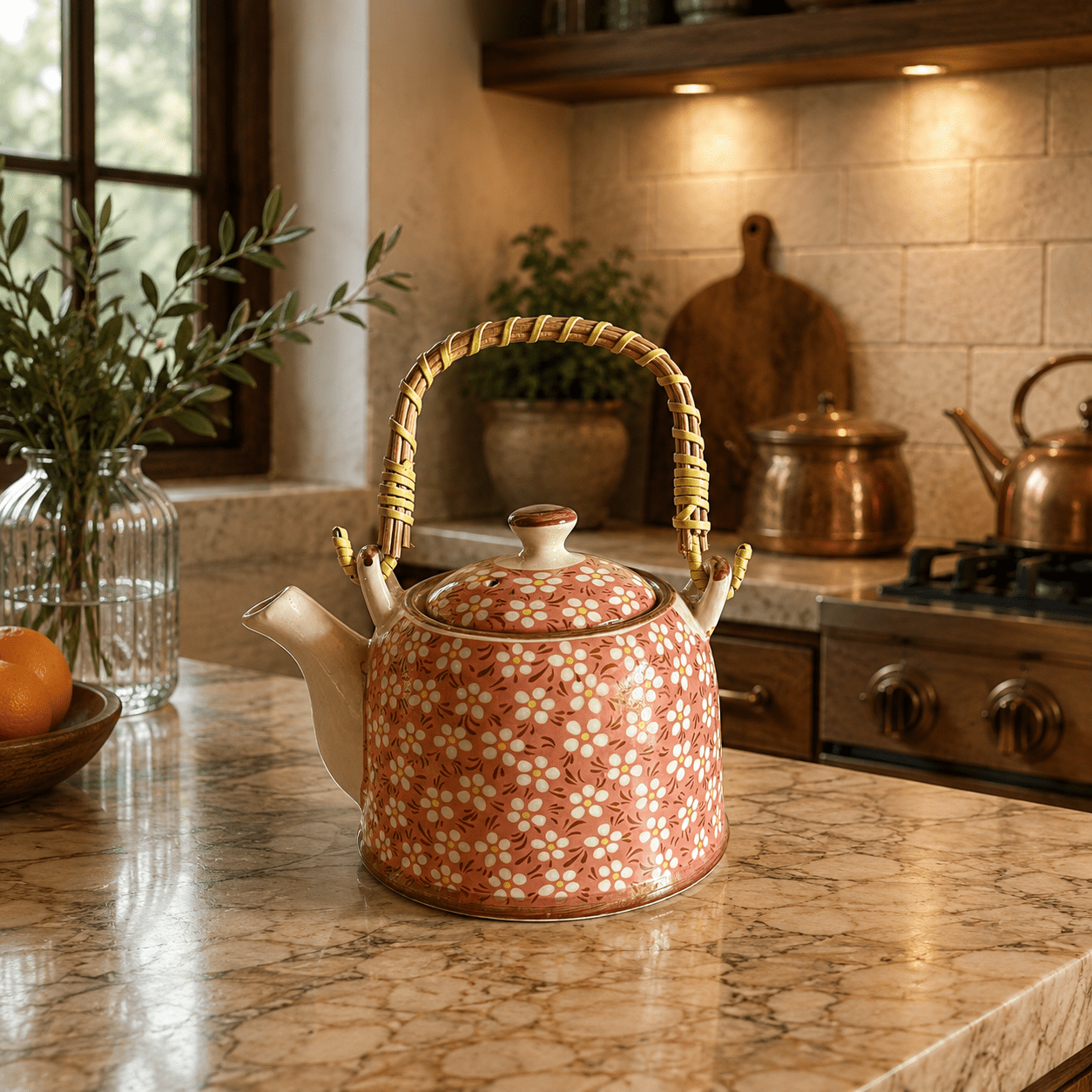 Tetera Artesanal Pamukkale Floral con Infusor - BOUTIQUEDELAINDIA